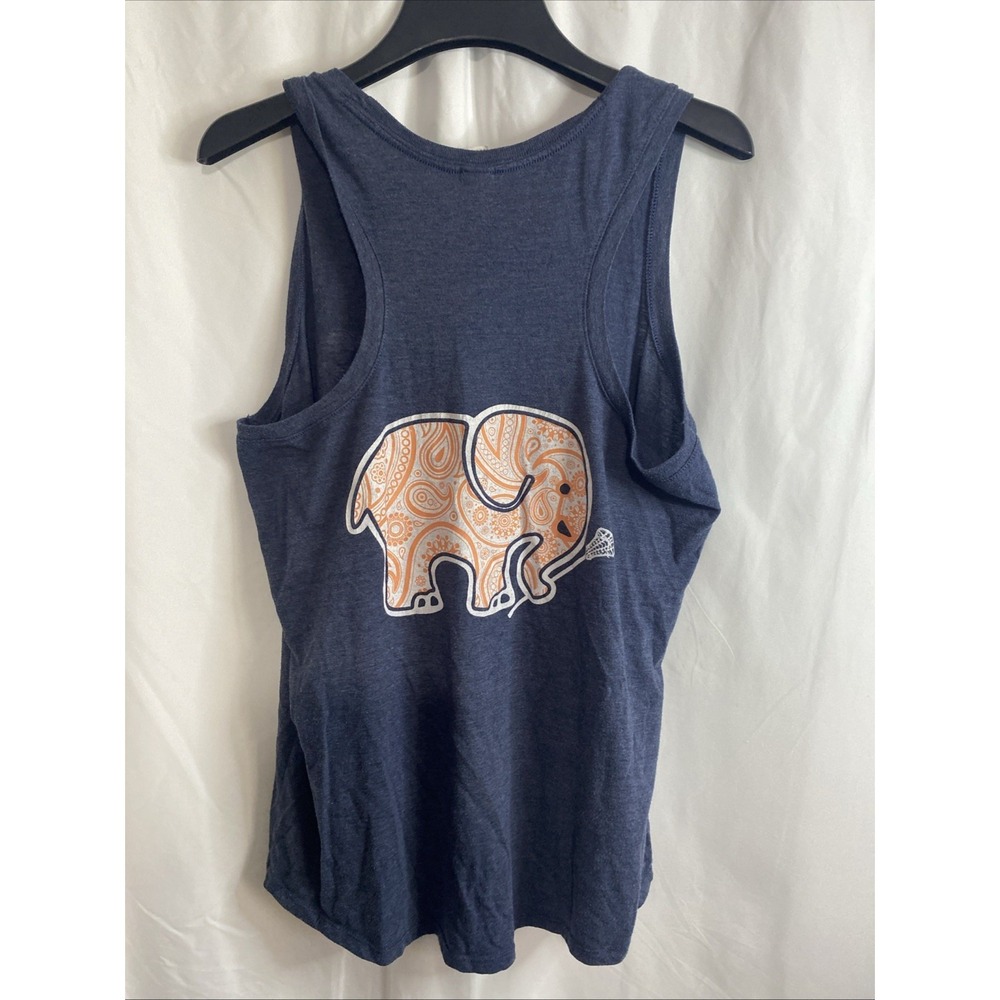 Ivory Ella Tank Top Womens Small Blue Good Paisley Elephant Lacrosse Racerback - Picture 1 of 10